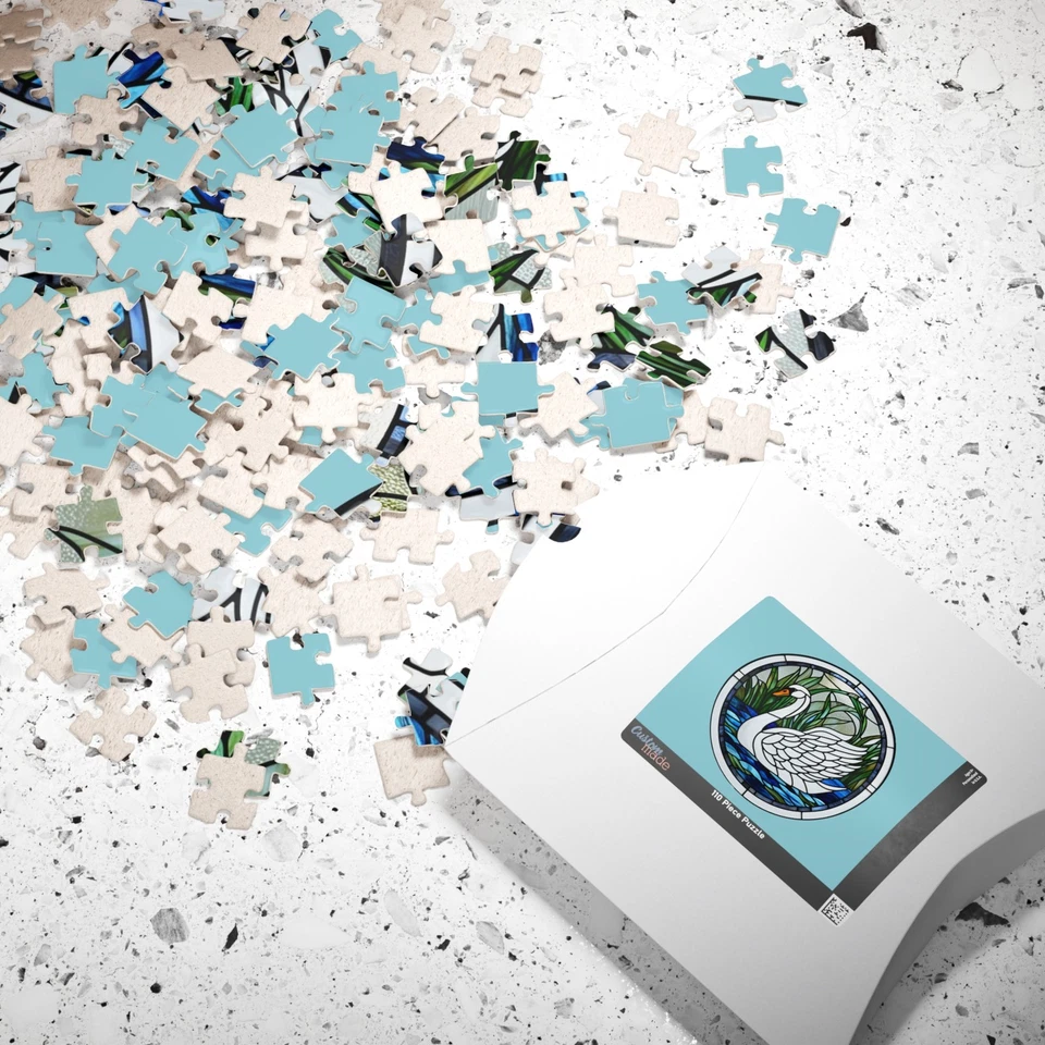 Rompecabezas de vidrieras de cisne blanco mudo aspecto observador de aves amante interior 110 Foto 4 de 4