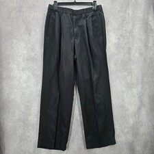 Haggar Black Plain Tailored Executive Dress Pants Trouser Bottoms Mens Small