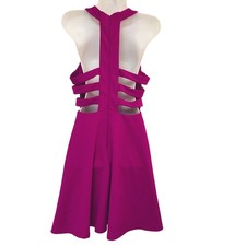 Lulus Mini Dress Strappy Cutout Back Fit Flare Barbie Pink Party Club Womens M