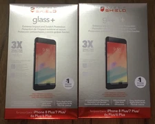 x2 NEW ZAGG Invisible Shield Glass  iPhone 6 plus 6s + 7+ 8+ Screen Protector +