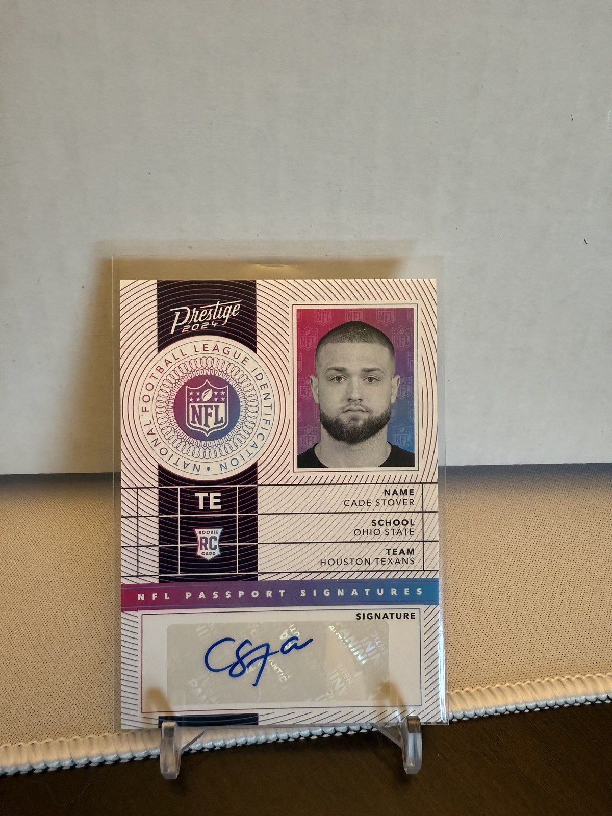 2024 Panini Prestige #NPS-CSR Cade Stover NFL Passport Signatures Auto Texans RC