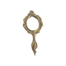 Vintage Art Nouveau Style Ornate BRASS Handheld Mirror Vanity 11” 