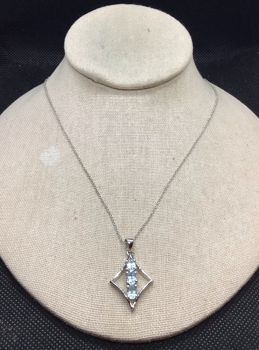 Sterling Silver 925 Unique Simulated Aquamarine S… - image 2