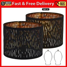 Set of 2 Drum Lamp Shade 13 Top X 13 Bottom X 9 High Spider Black Patter