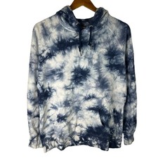 Hooey Hoodie Womens Size L Blue Tie Dye Pullover Sweatshirt Embroidered Cowgirl