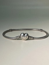 Pandora Moments Heart Clasp Snake Chain Bracelet in 925 Sterling Silver, 7  