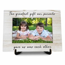 Sibling Picture Frame Gift, Wooden Photo Framed Gifts for Sister Brother Fami...