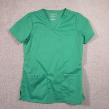 Cherokee Workwear Scrub Top Womens XS Green V Neck Short Sleeve Pocket Nursing
