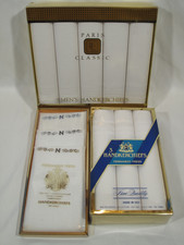 Lot of 3 VTG NIB Mens Handkerchiefs Embroidered Monogram Initial "N" 16" x 16"