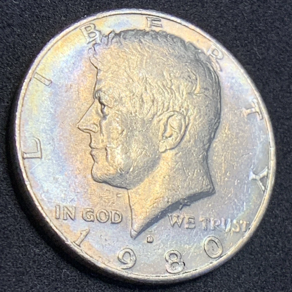 1980 “D” 50c Kennedy Half Dollar - Rainbow Rim Toning!! - Image 3 of 4