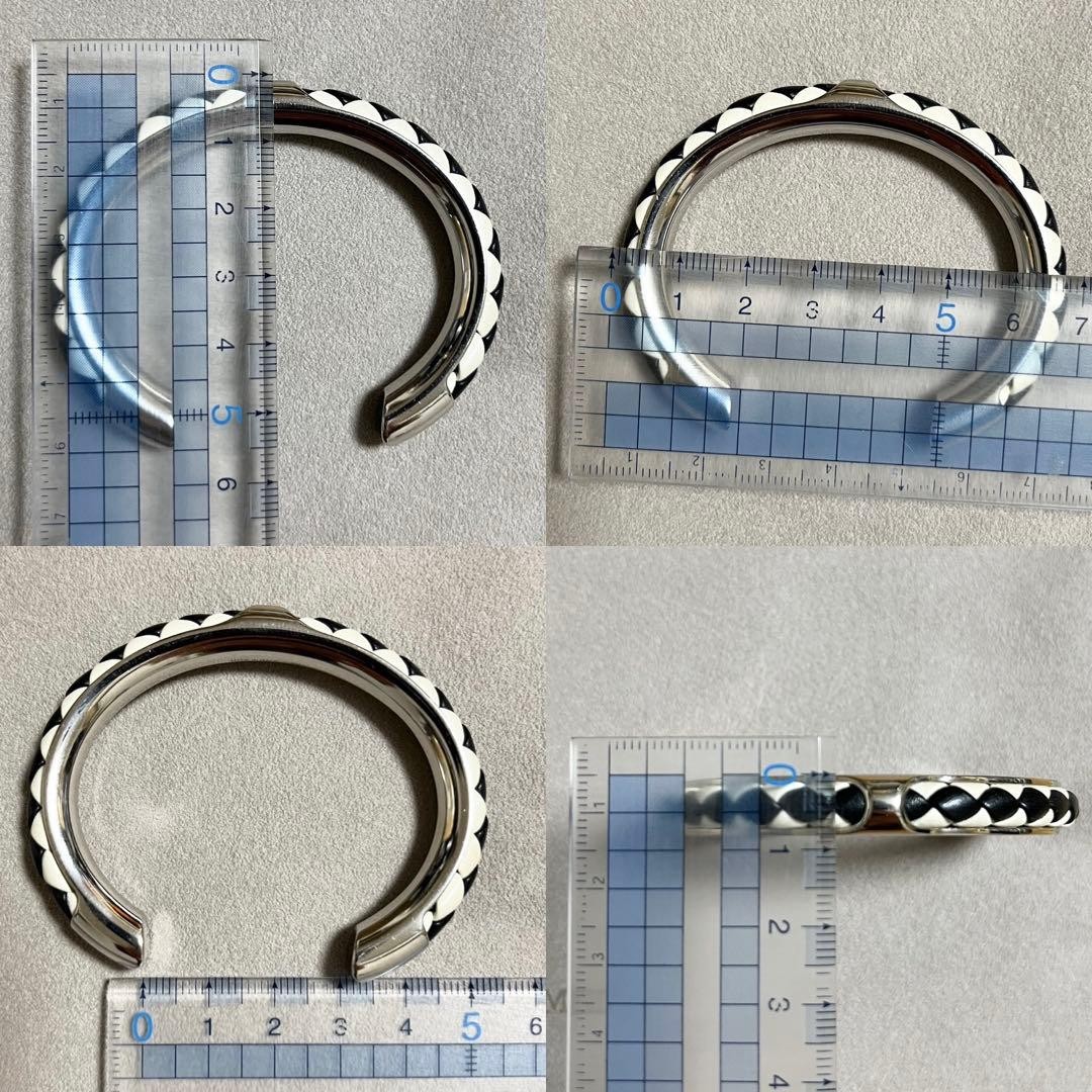 Hermes Kyoto Tresse Bangle Black White Pre owned 4.9 in Wrist Size thumbnail 14