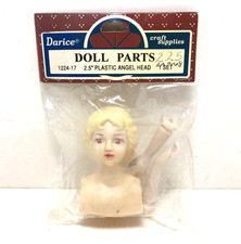 Darice Doll Parts - 2.5" Plastic Angel Head w/ hands blonde hair NOS