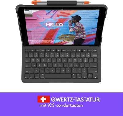 Logitech Slim Folio für iPad (7., 8. und 9. Generation) Tastatur-Case Schweizer