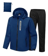 Men's Waterproof Golf Rain Suit Rain Gear Jacket and Pants Small Dark Blue