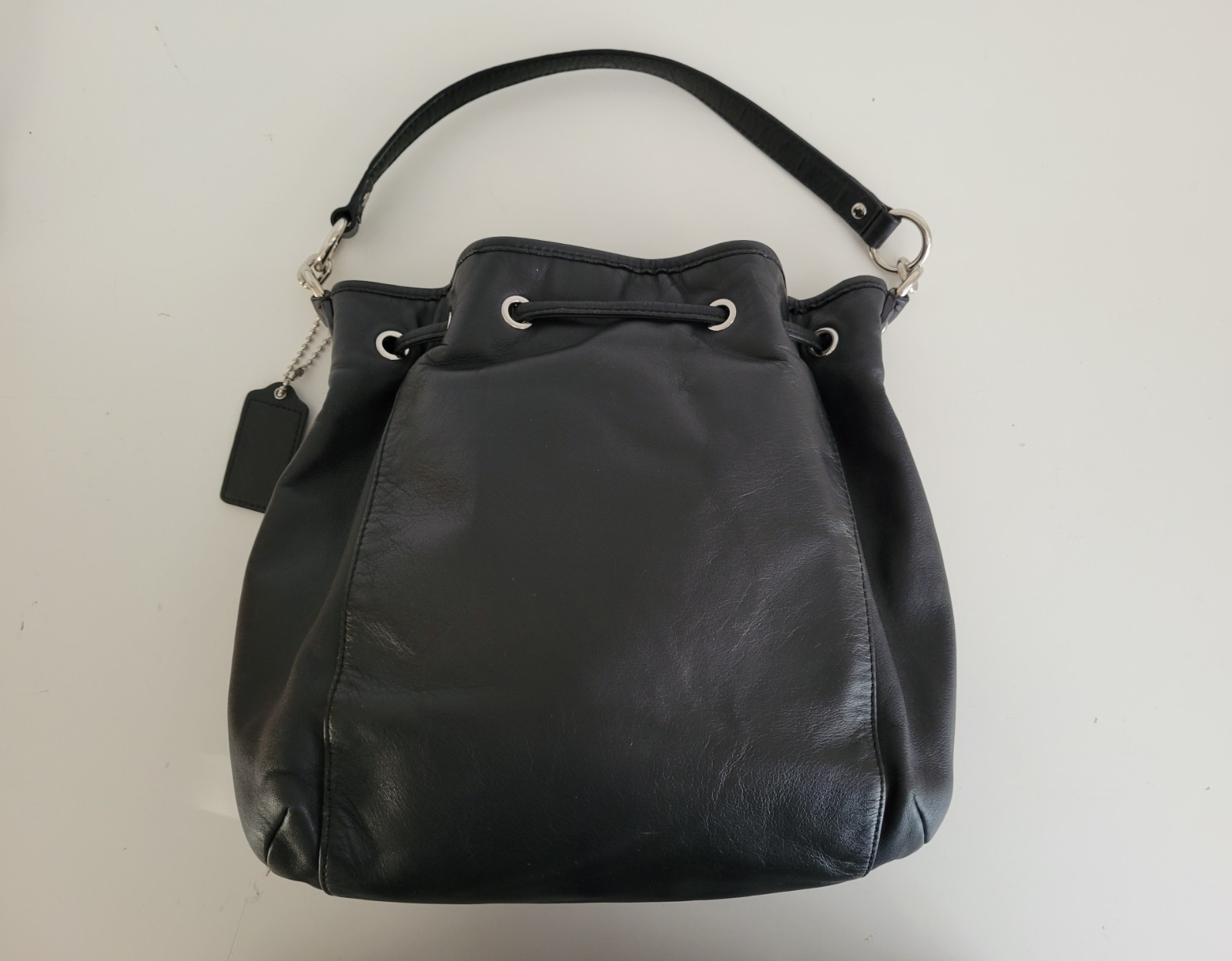 Authentic COACH Black Leather Drawstring Converti… - image 2