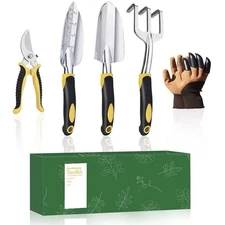 5 Pcs Growing Tools Heavy Duty Gardening Tool Set with Non-Slip Rubber Grip