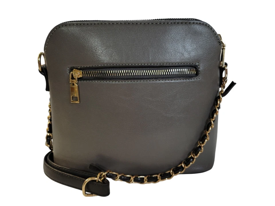 Bandolera Gloria Vanderbilt Clásica Cuero Negro Pequeña Cartera Cadena Dorada Foto 4 de 4