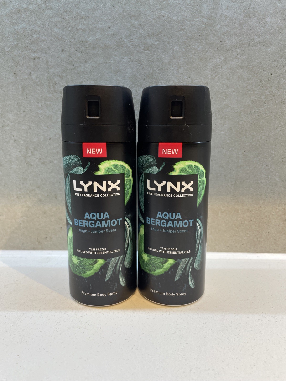 Lynx Fine Fragrance Collection Aqua Bergamot Deodorant Body Spray 150ml, 2 Pack