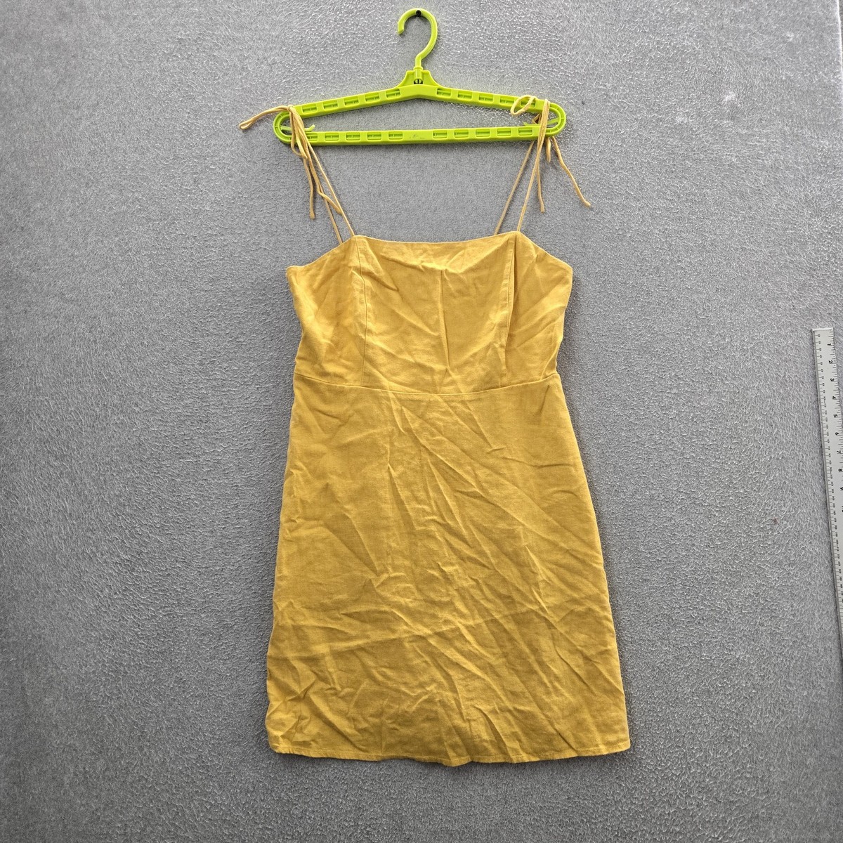 old navy yellow linen dress Old Navy Dress Women's Large Yellow Wrap Front Gingham Cottagecore Linen Blend