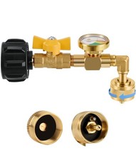 Propane Refill Adapter with Gauge and Valve for Fuel Keg 1lb Propane Tanks