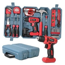 57 Piece Red 8V Electric Power Drill Driver  Home DIY Tool Kit Set. Complete