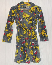 Pokemon Kids ROBE- Gray and Yellow Boy's Size 6/7 Attached Belt EUC