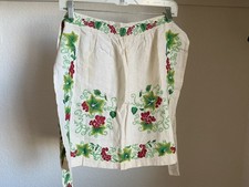 Vintage Apron Half Waist Floral Embroidered Country Cottagecore Pre-owned