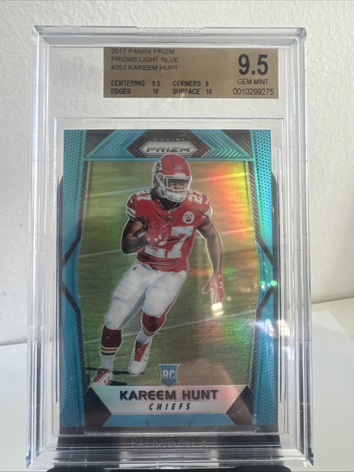 2017 Prizm Light Blue Kareem Hunt /199 BGS 9.5!