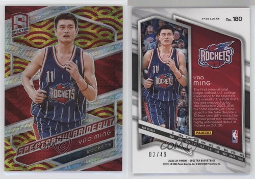 2023 Panini Spectra International Red & Yellow Prizm 2/49 Yao Ming #180 HOF ru7 - Picture 3 of 3