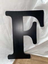 black wood Alphabet letter F wall mount  9.25" x 12" tall  Initial