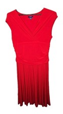 Chaps Women’s Dress Sag Harbor Red V-Neck Size XL t8