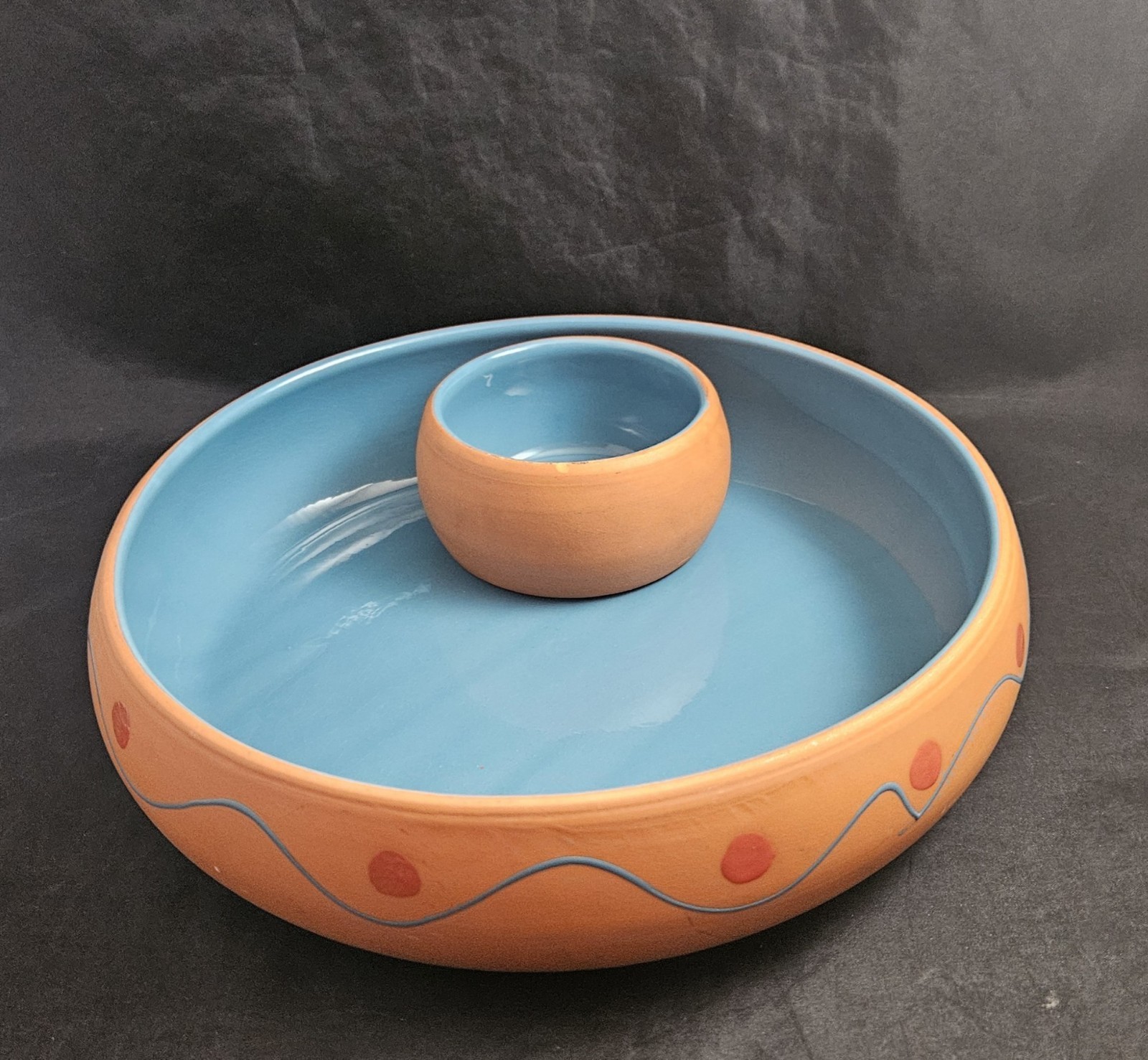 Vintage Terra Cotta Salsa Dip in Bowl Made in Portugal for Himark - Rio Ranchero