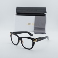 Dior CDIORO S1F 10BB Shiny Black/Clear Blue Block Lens 54mm Eyeglasses New Au...