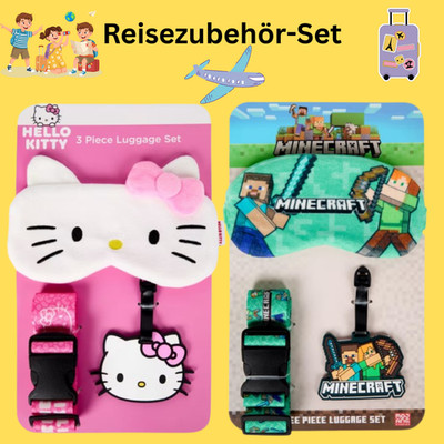 Reisezubehör Set Hello Kitty Minecraft Schlafmaske Gepäckgurt Kofferanhänger