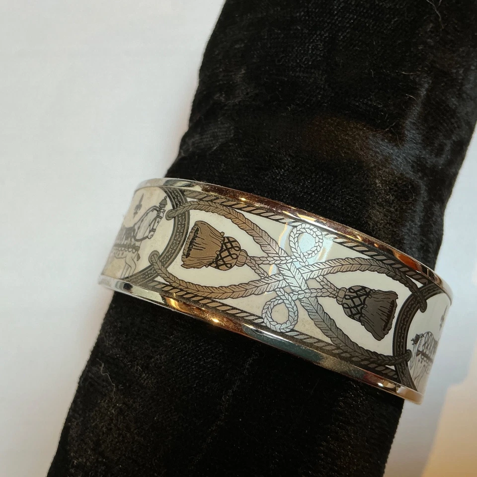 Brazalete Brazalete Ancho HERMES Esmalte PM 65 Paladio GRAN APARATO Blanco, Plata Foto 3 de 4