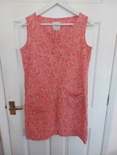 Next Pink & White Paisley Linen Shift Dress UK 12 Summer Boho Sleeveless Mini