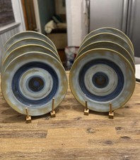 Set of 4 Blue & Ochre Swirl Dinner Plates by Stone the Crows