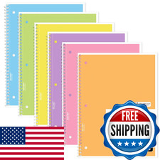 Mead Spiral Notebook, 6 Pack, 1 Subject, College Ruled Paper, 7-1/2" x 10-1/2",