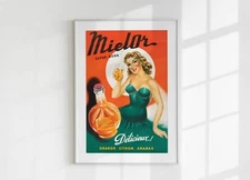 Vintage Soda Poster, Retro Wall Art, Bar Cart Decor, Printable Wall Art