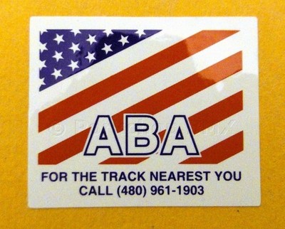 Authorized reproduction of early 80's ABA decal on WHITE