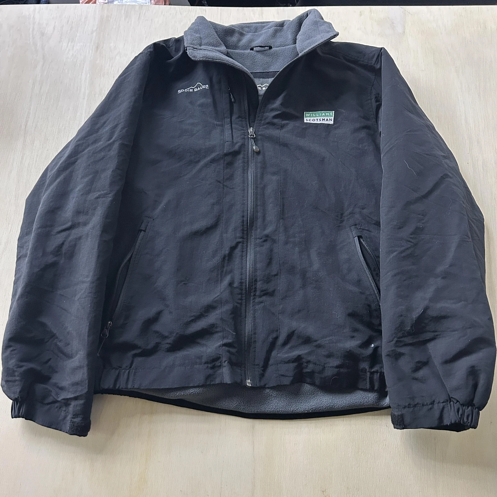 Eddie Bauer Jacket Mens XL Black Softshell Fleece Lined Williams Scotsman EB520