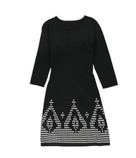 Tags Weekly Womens Geometric Print Hem Sweater Dress, black, M