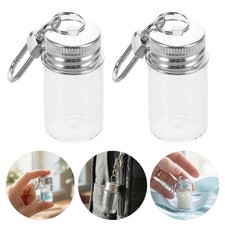 6Pcs Mini Reusable Glass Jar Keychains Clear Seasoning Bottles with Screw Cap
