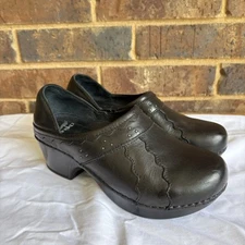 Dansko Womens Black Leather Clogs Size 38 US 8 Professional Comfort Shoes