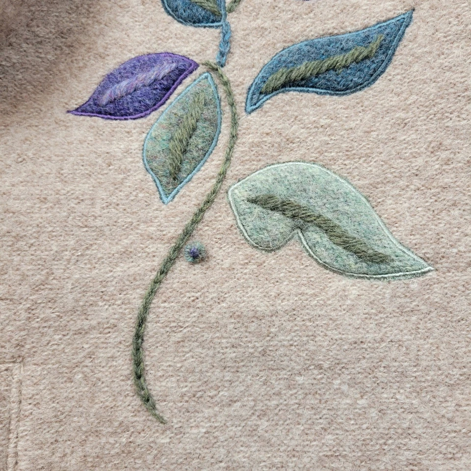 Cárdigan de lana floral diseño islandés vintage cremallera completa suéter abrigo talla L Foto 4 de 4