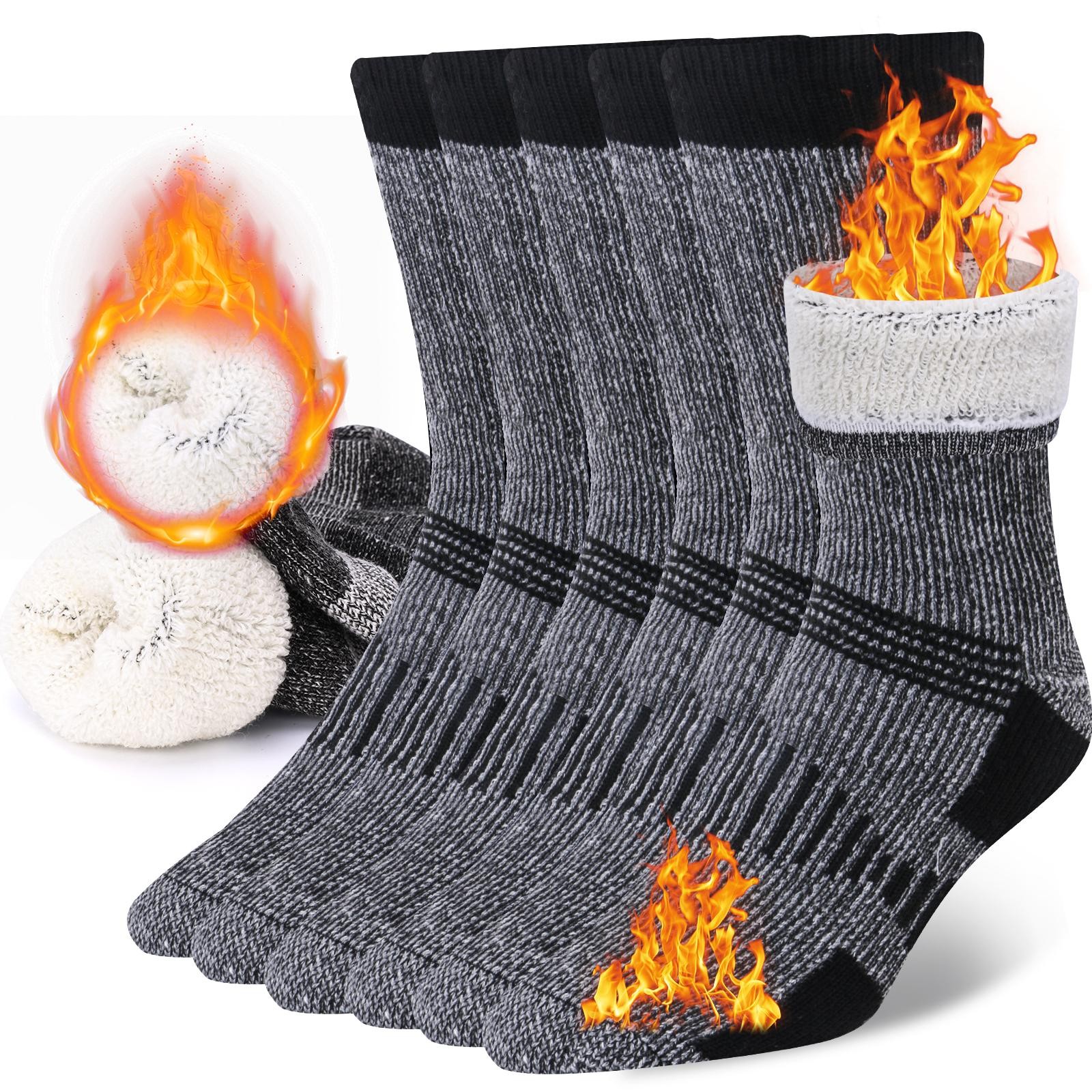 Merino Wool Crew Socks Thermal Warm 3 Pairs