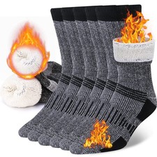 3 Pairs Men Women Merino Wool Crew Socks Thickened Thermal and Warm Socks for Wi