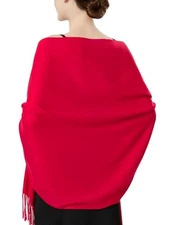 PASKMLNA Large Solid Color Pashmina Shawl Wrap Scarf 80" X 27" . Red