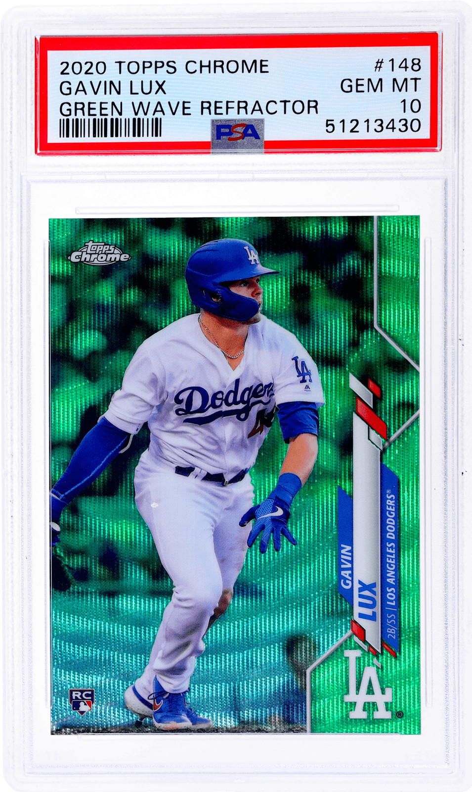 2020 Topps Chrome Gavin Lux Green Wave Refractor #148 /99 PSA 10