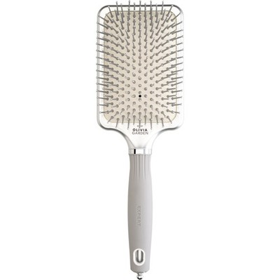 Olivia Garden Expert Care Rectangular Nylon Bristle Silver L